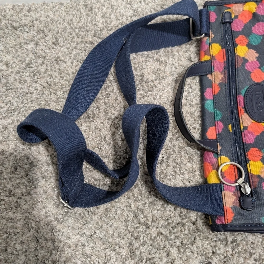 Fossil Colorful Polka Dot Coated Canvas Crossbody Messager Bag